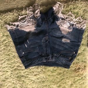 No boundaries lace denim shorts
